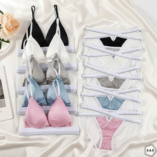 High Quality Pack Of 3 Silk Design Bra/Bralette Panty Sets