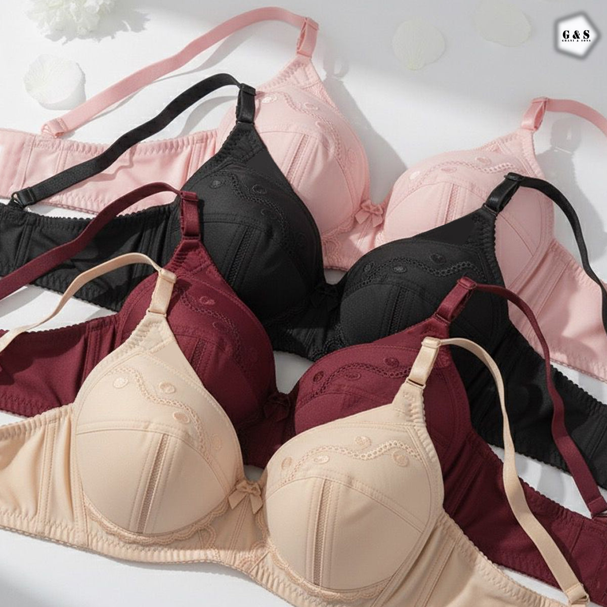 New Design Ladies Pack Of 3 Non-Padded Cotton Bras