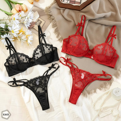 Ladies Imported Wired Net Bra & Panty Set