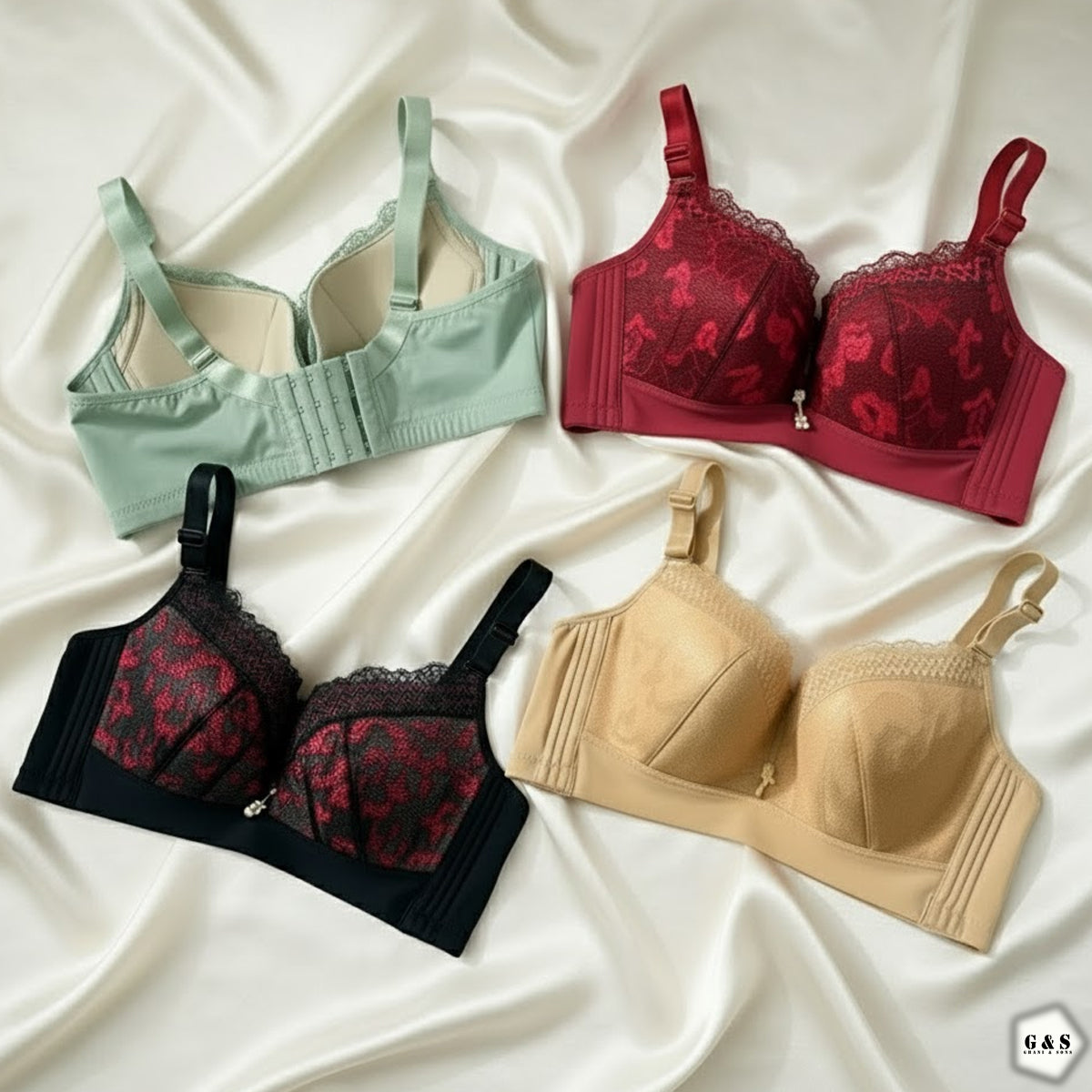 Pack Of 2 Premium Quality 5 Hooks Design Non-Wired Pushup Bras