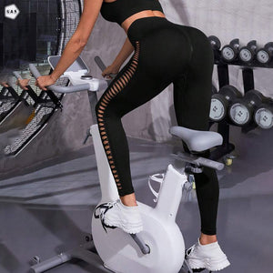 High Waist Butt Lifter Black Side Mesh Hole Design Gym/Yoga Legging