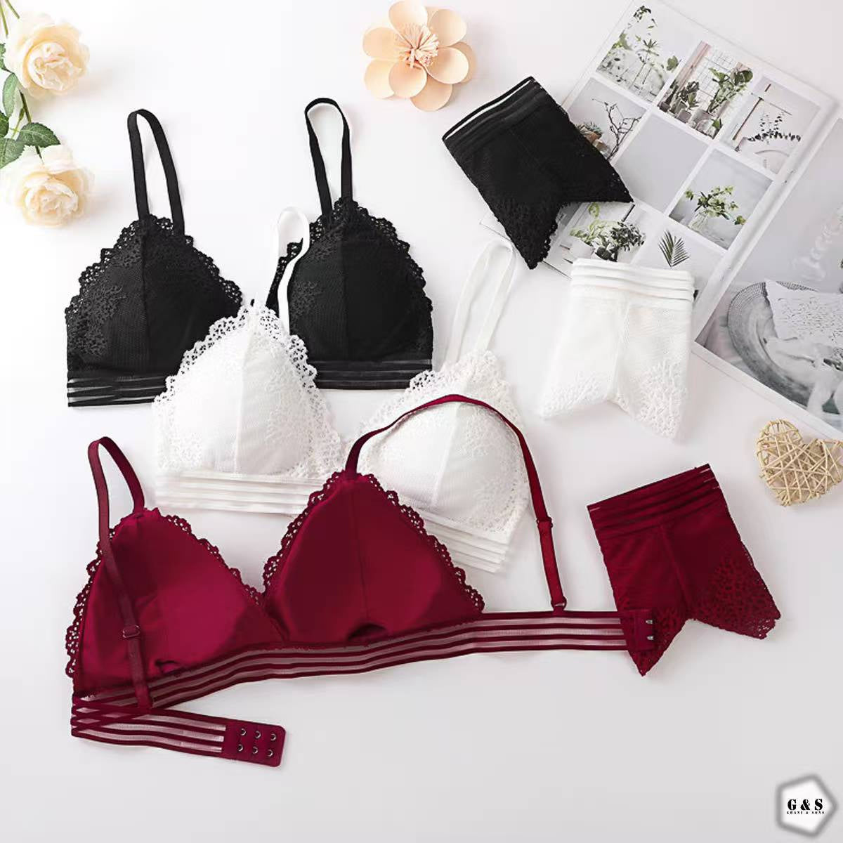 Beautiful Pack of 3 Lace Design Bra With Panty Sets
