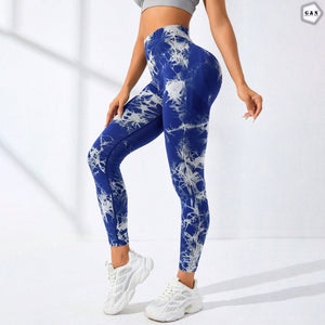 High Waist Seamless Blue Printed Butt Lifter Gym/Yoga Legging