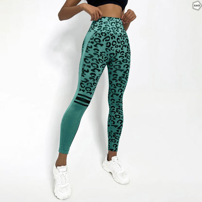 High Waist Seamless Printed Cyan Green Color Butt Lifter Gym/Yoga Legging