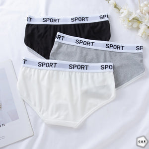 Pack Of 3 Comfortable Sports Fashion Letter Waistband Briefs