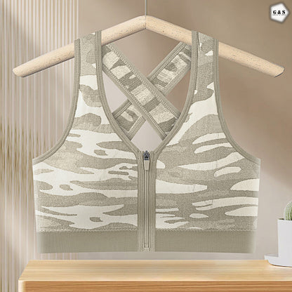 Pack Of 3 Zip Design Sports Bra