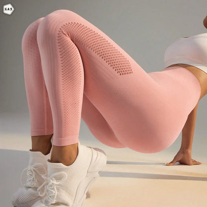 Peach Mesh Hole Design Seamless Gym/Yoga Legging
