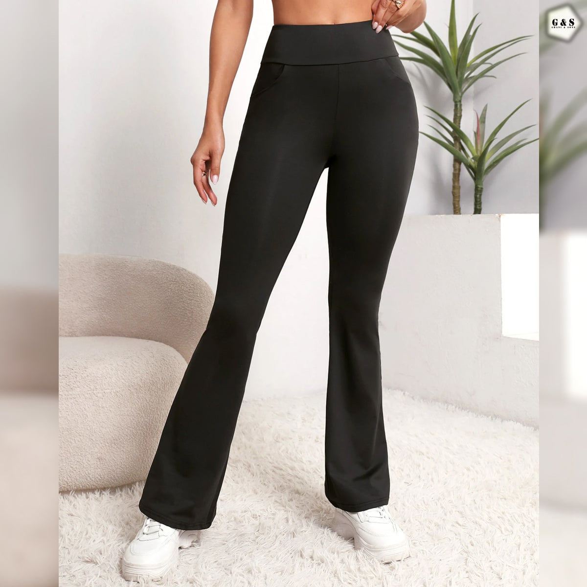 High Quality Seamless Black Flared Gym/Yoga Legging