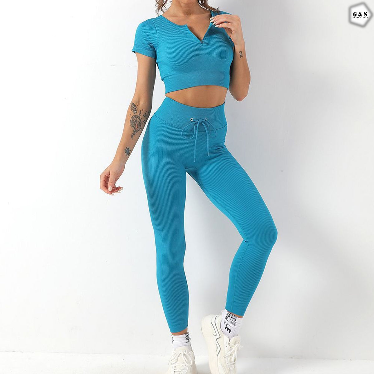 High Quality Seamless Crop Shirt With Legging Gym/Yoga Set
