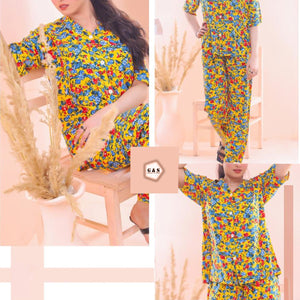 Summer Friendly Lilen Stuff Front Open Pajama Suits