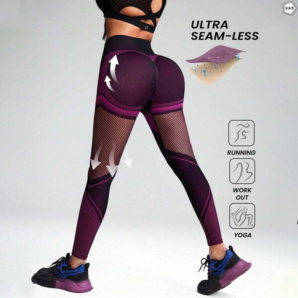 High Waist Seamless Mesh-Hole Design Butt Lifter Gym/Yoga Legging