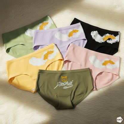 Girls Imported Pack Of 5 Back Printed Design High Quality Seamless Panties