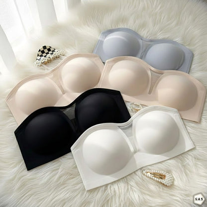 Girls' Pack Of 2 High-Quality Seamless Strapless Bras with 2 Pairs of Transparent Straps