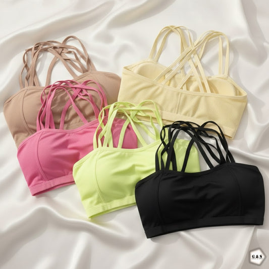 Pack Of 3 Cross Mesh Design Sports/Casual Bralette