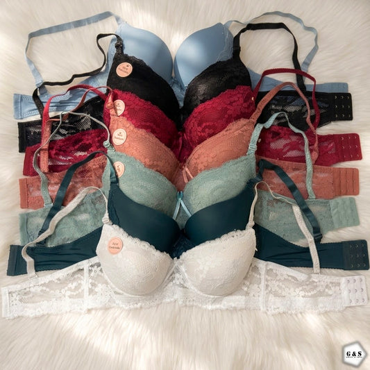 Ladies Imported Pack Of 3 Wired Lace Pushup Bras