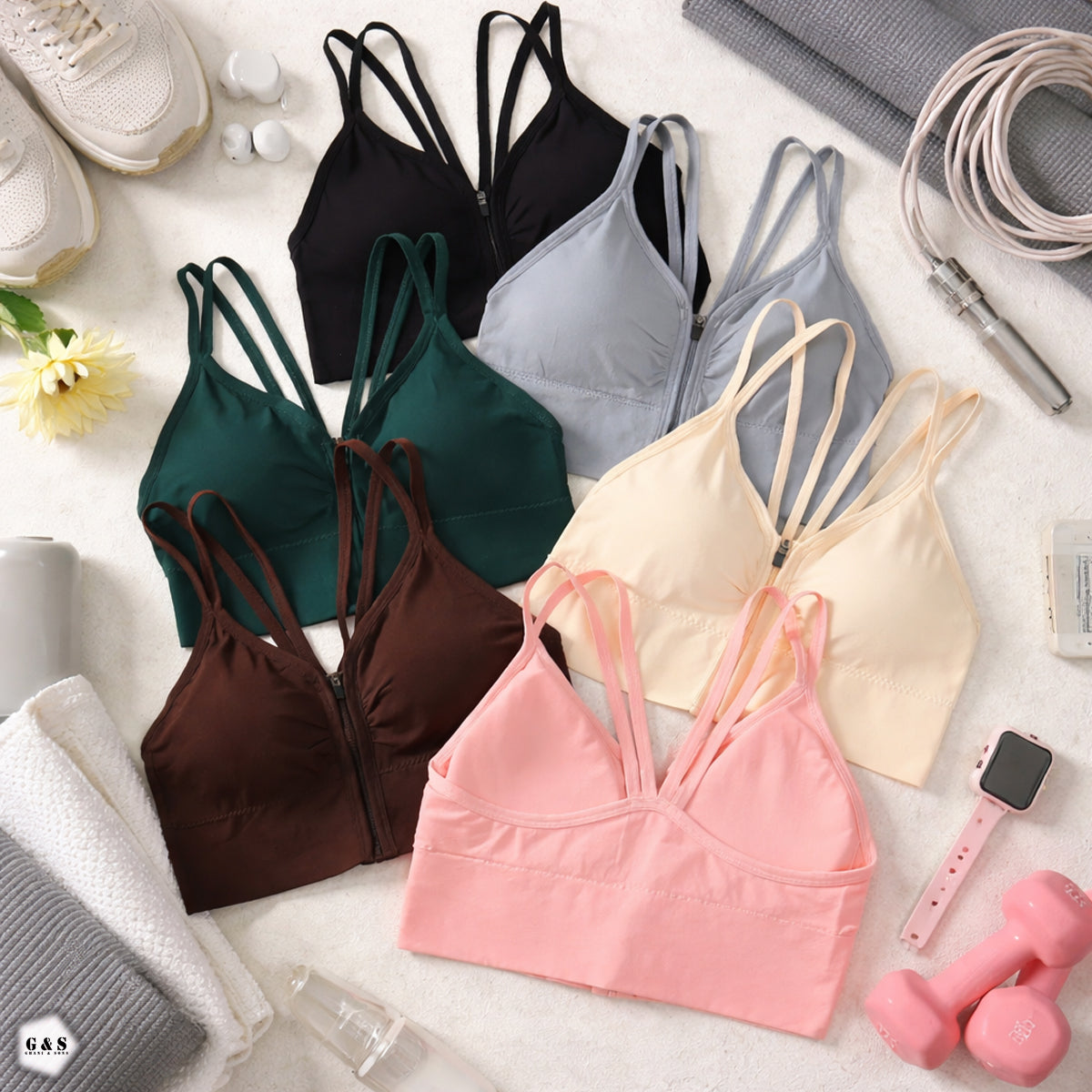 Pack Of 3 High Quality Front Zipper Sports/Casual Bralette