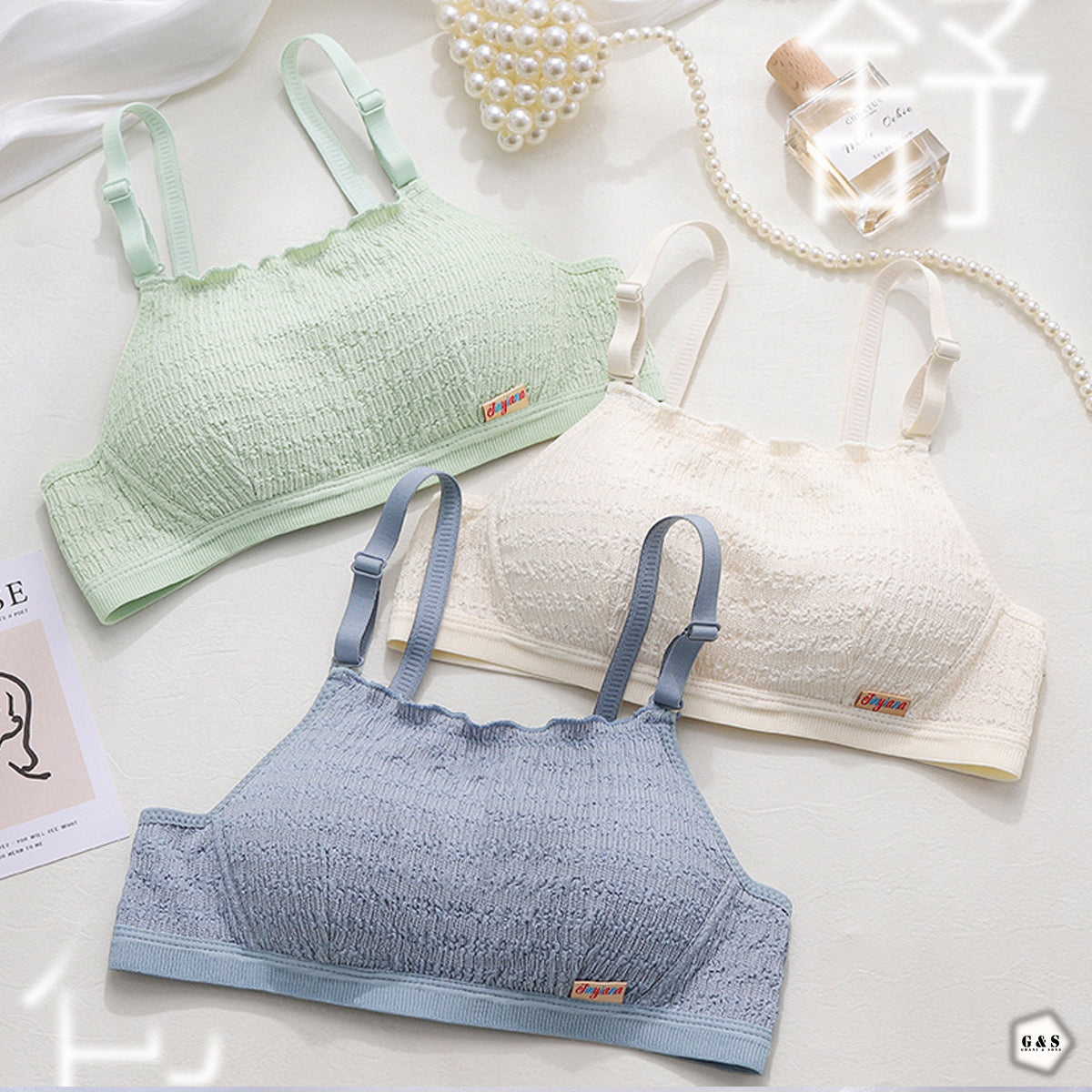 Pack Of 3 Pure Cotton Non-Wired Single Padded Small Cup Bras
