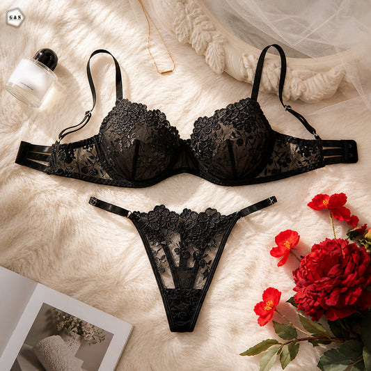 High Quality Wired Net Black Pushup Bra & Panty Set