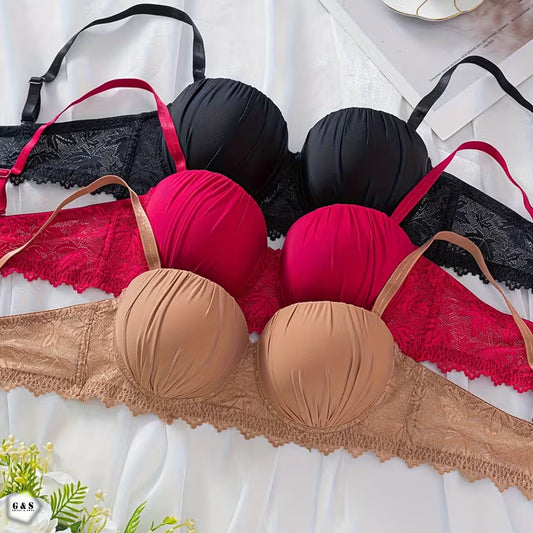 Ladies Imported Pack Of 3 Wired Single Padded Pushup Bras