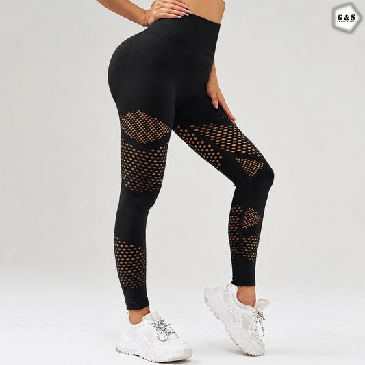 Black Mesh Hole Design Seamless Butt Lifter Gym/Yoga Legging