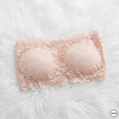Girls Imported Pack Of 3 Lace Design Light Padded Strapless Bras
