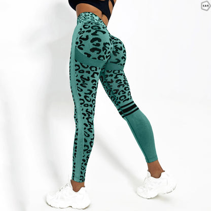 High Waist Seamless Printed Cyan Green Color Butt Lifter Gym/Yoga Legging
