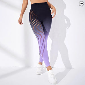 High Waist Butt Lifter Purple Color Mesh Hole Gym/Yoga Legging