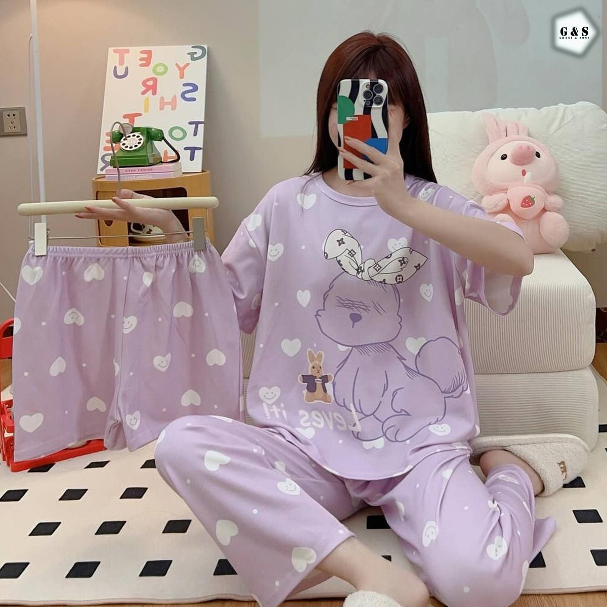 Girls Imported 3 Piece Pajama Suit With Short