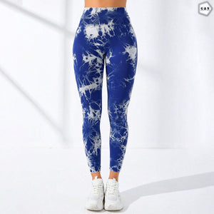 High Waist Seamless Blue Printed Butt Lifter Gym/Yoga Legging