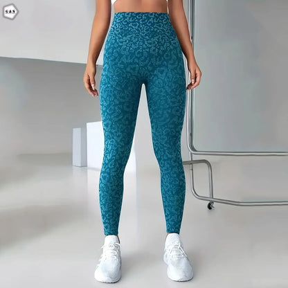 High Waist Seamless Printed Blue Butt Lifter Gym/Yoga Legging