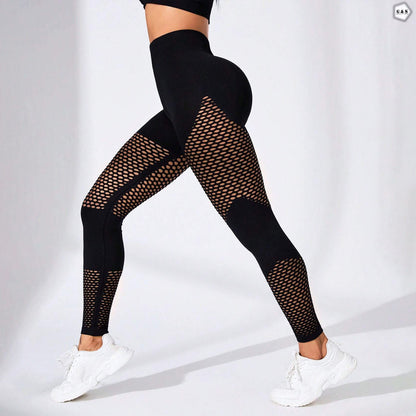 Ladies Imported Black Mesh Hole Design Butt Lifter Gym/Yoga Legging