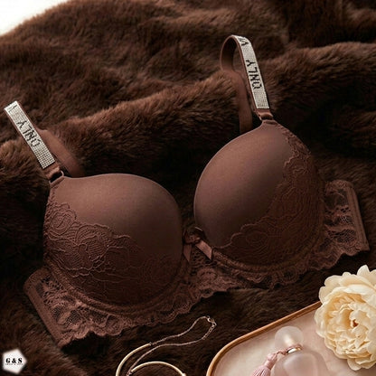 Pack Of 3 Fancy Wired Stones Design Lace Pushup Bras