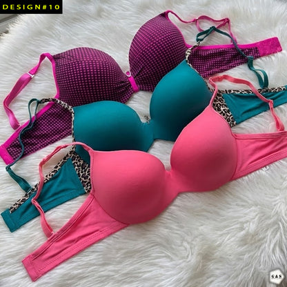 Ladies Imported 36A-B Size Pushup Pack Of 3 Single Padded Wired Bras