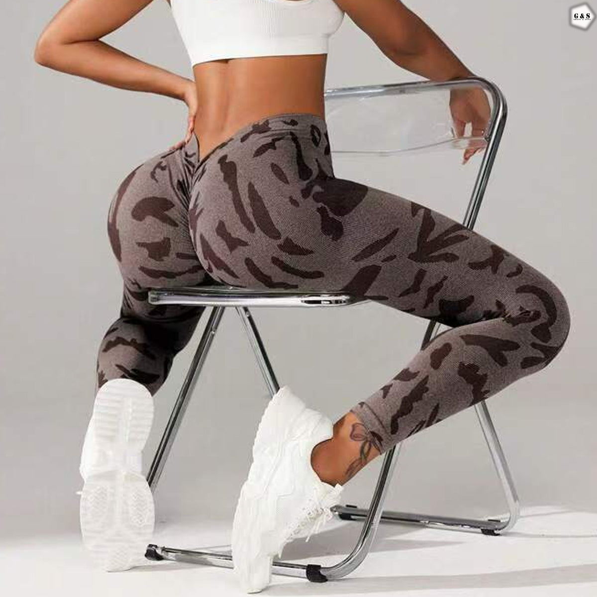 Brown Camouflage Design Seamless Gym/Yoga Legging