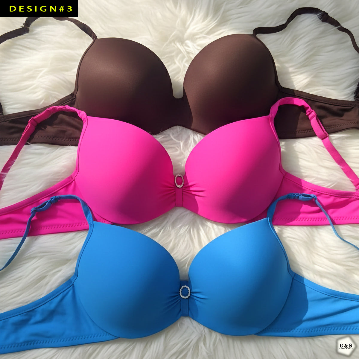 Ladies Imported 36A-B Size Pushup Pack Of 3 Single Padded Wired Bras