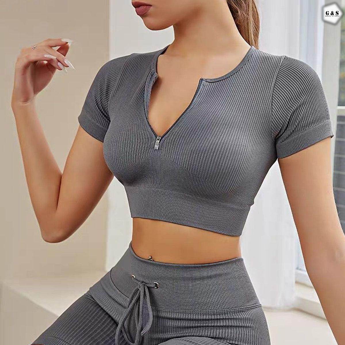 High Quality Seamless Crop Shirt With Legging Gym/Yoga Set