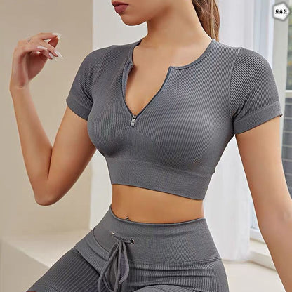 High Quality Seamless Crop Shirt With Legging Gym/Yoga Set