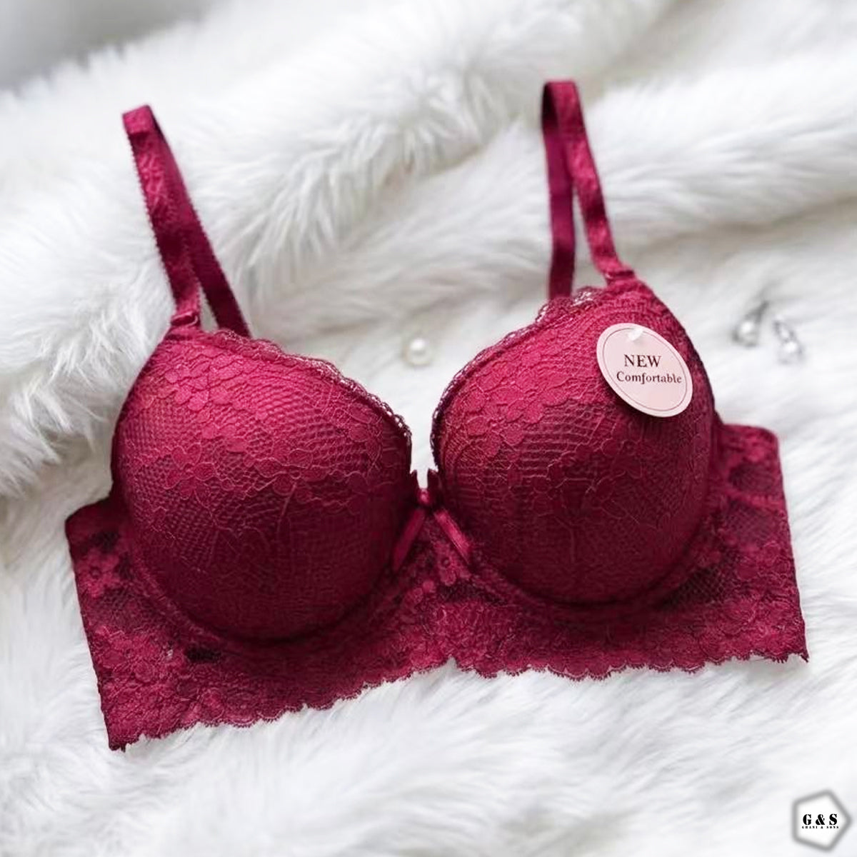 Ladies Imported Pack Of 3 Wired Lace Pushup Bras