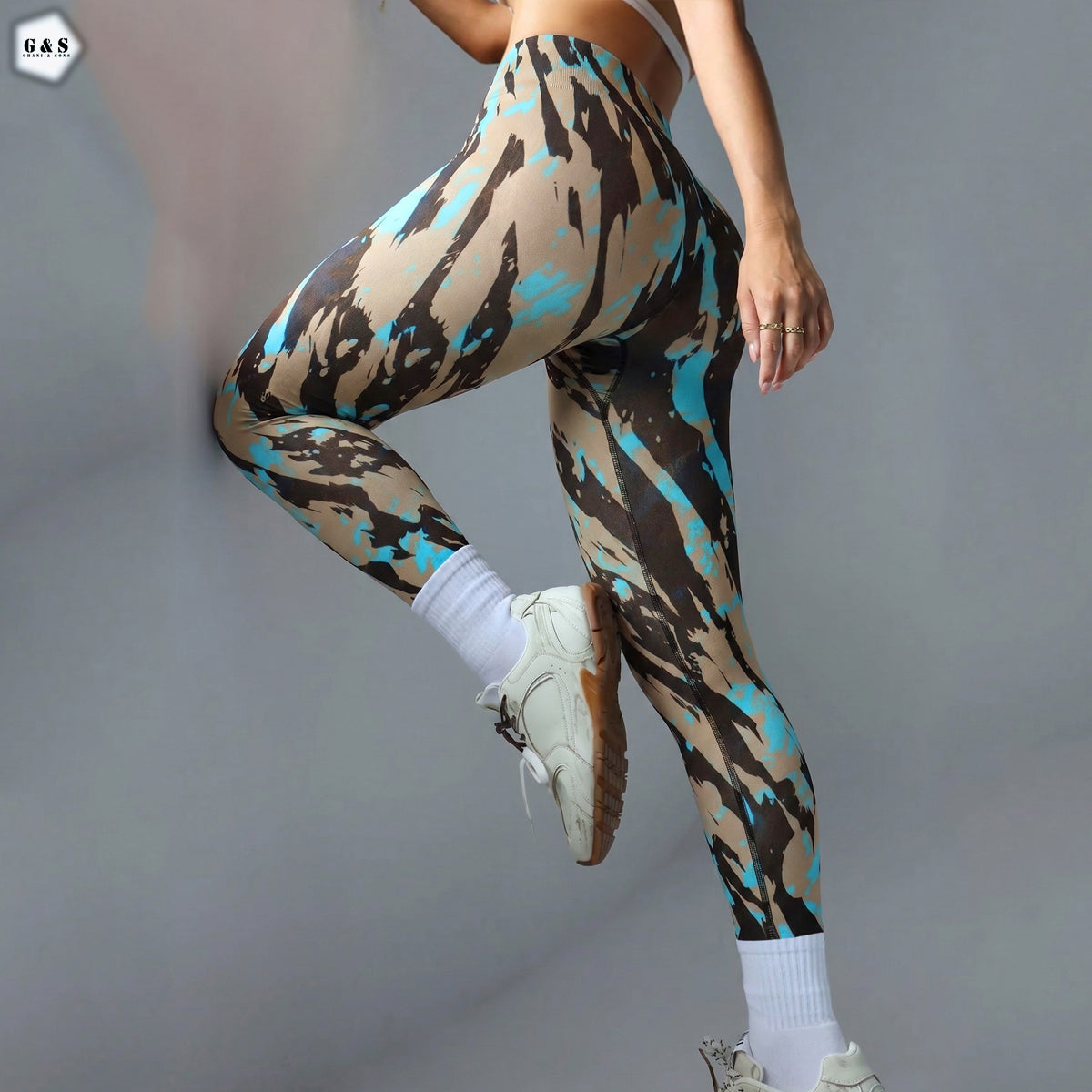 High Quality Khaki Printed Design Seamless Butt Lifter Gym/Yoga Legging