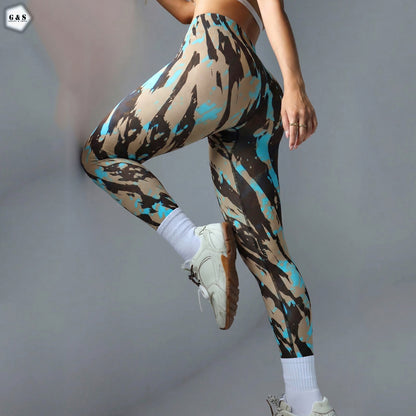 High Quality Khaki Printed Design Seamless Butt Lifter Gym/Yoga Legging