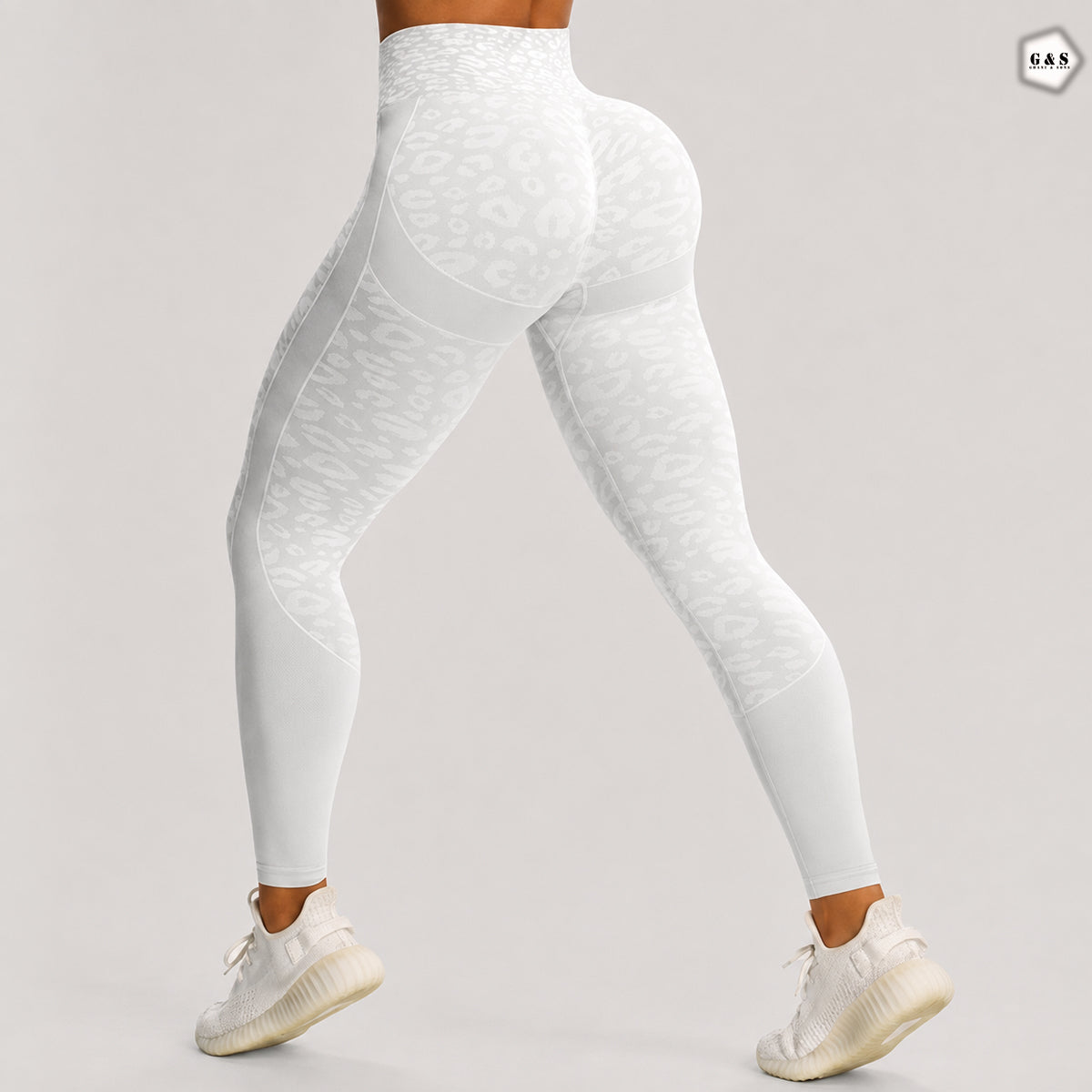 Premium Quality White Leopard Print Seamless Butt Lifter Gym/Yoga Legging