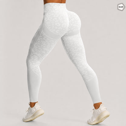 Premium Quality White Leopard Print Seamless Butt Lifter Gym/Yoga Legging