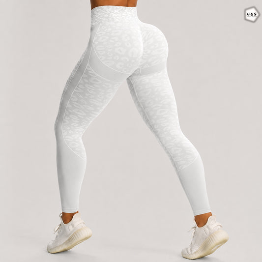Premium Quality White Leopard Print Seamless Butt Lifter Gym/Yoga Legging