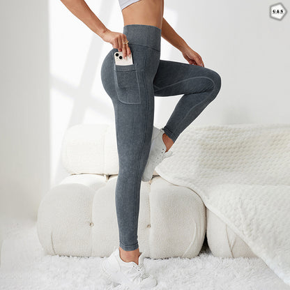 Premium Quality Wash Grey Color Pocket Design Gym/Yoga Legging
