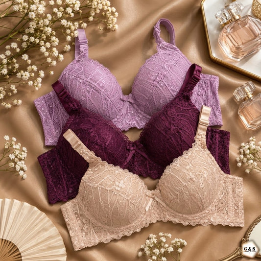 High Quality Wired Lace Pack Of 2 Non-Padded Pushup Bras