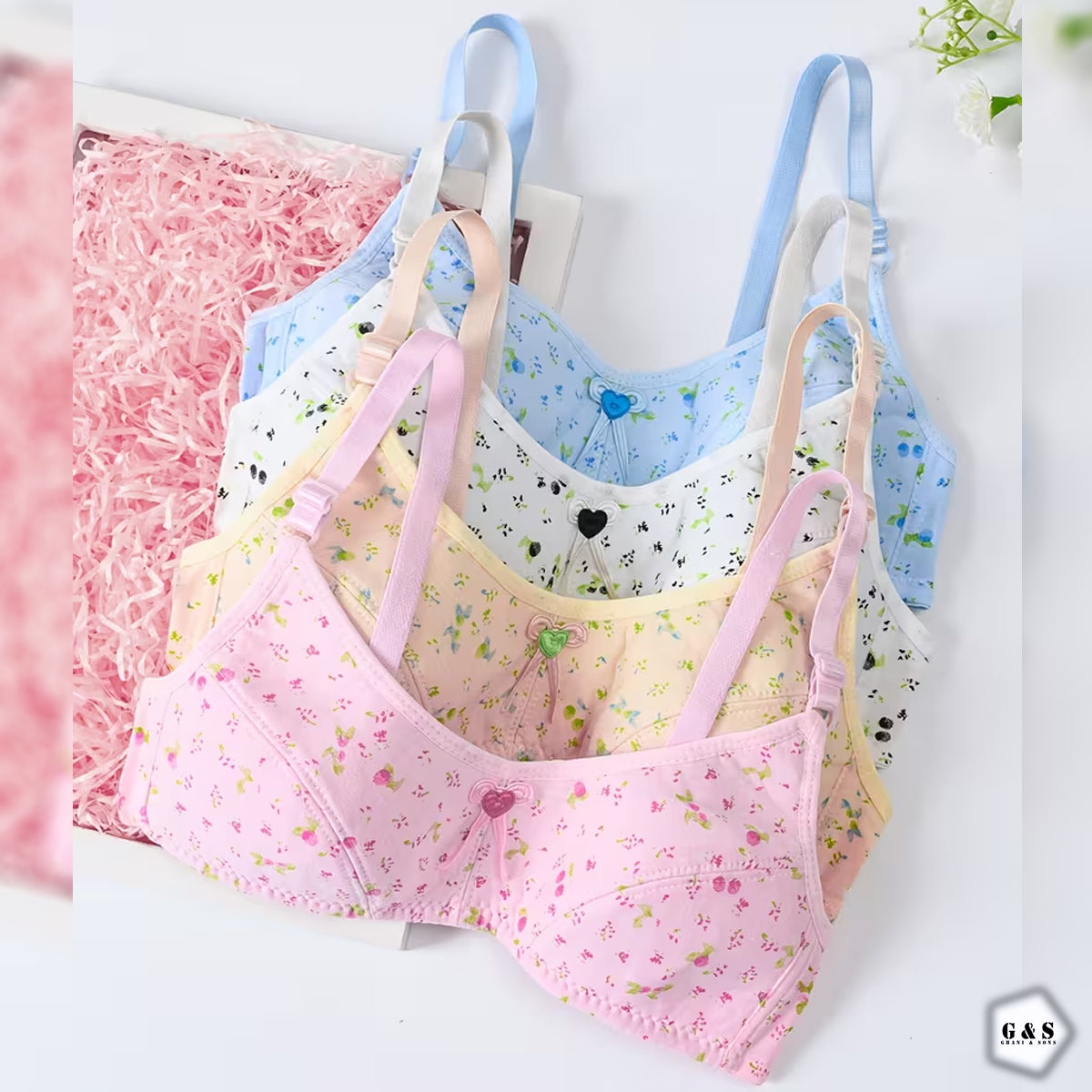 Zero Size Flower Printed Pack Of 3 Back Hook Design With Adjustable Straps Bralette