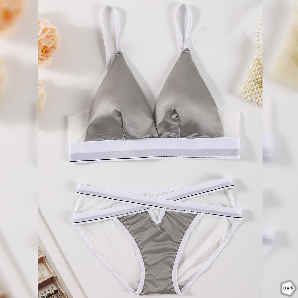 High Quality Pack Of 3 Silk Design Bra/Bralette Panty Sets