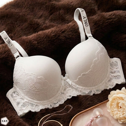 Pack Of 3 Fancy Wired Stones Design Lace Pushup Bras