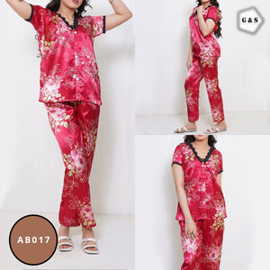 Half Sleeves Silk Night Suit