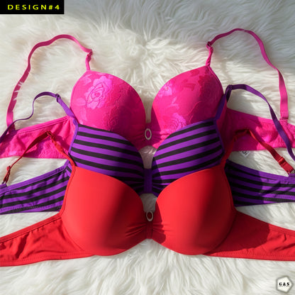 Ladies Imported 36A-B Size Pushup Pack Of 3 Single Padded Wired Bras